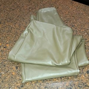Wonderly Olive Green Faux Leather Pants